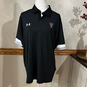 Under Armour men’s Black and White Texas Tech Polo Shirt size Large